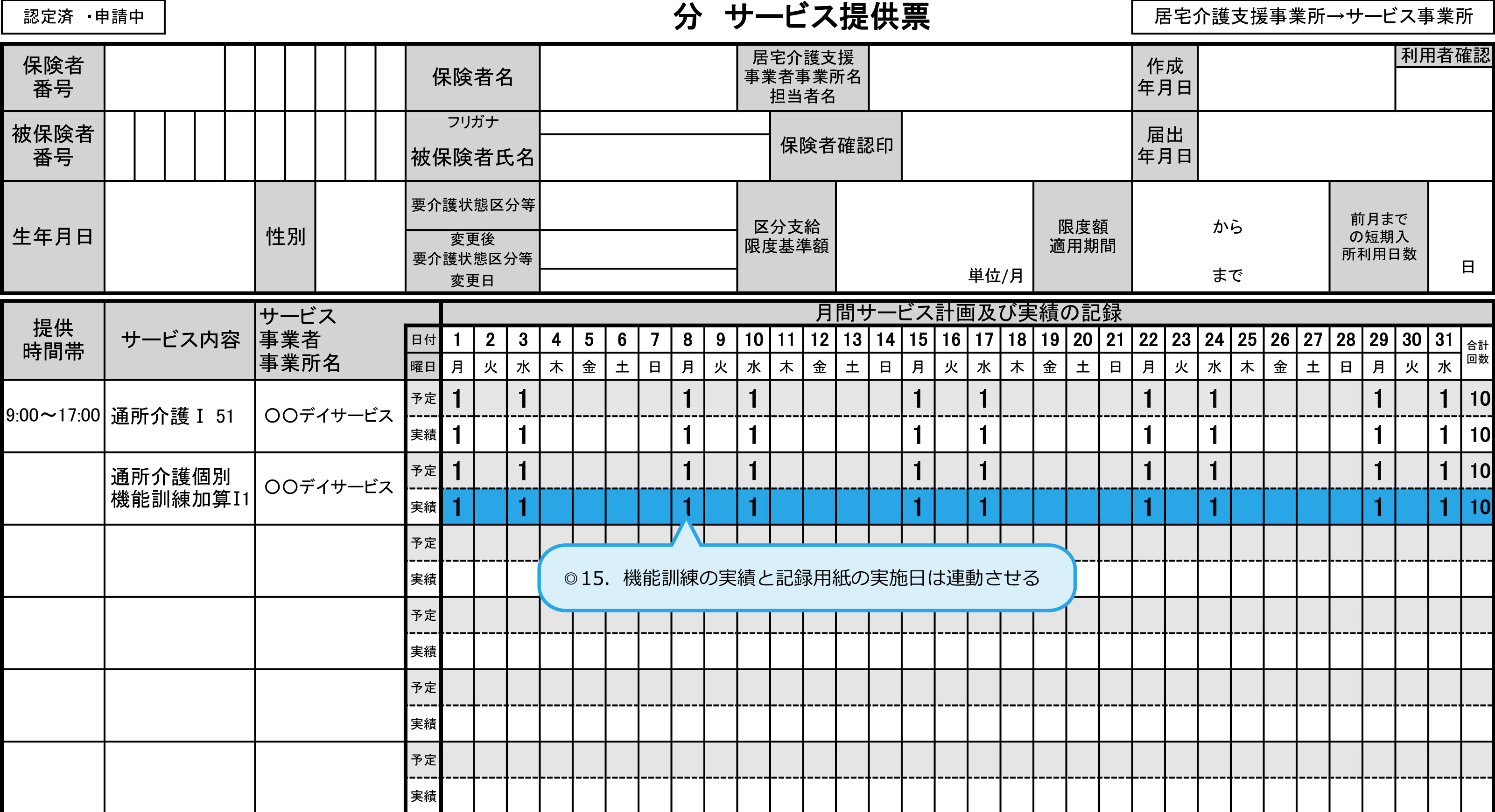 サービス提供表